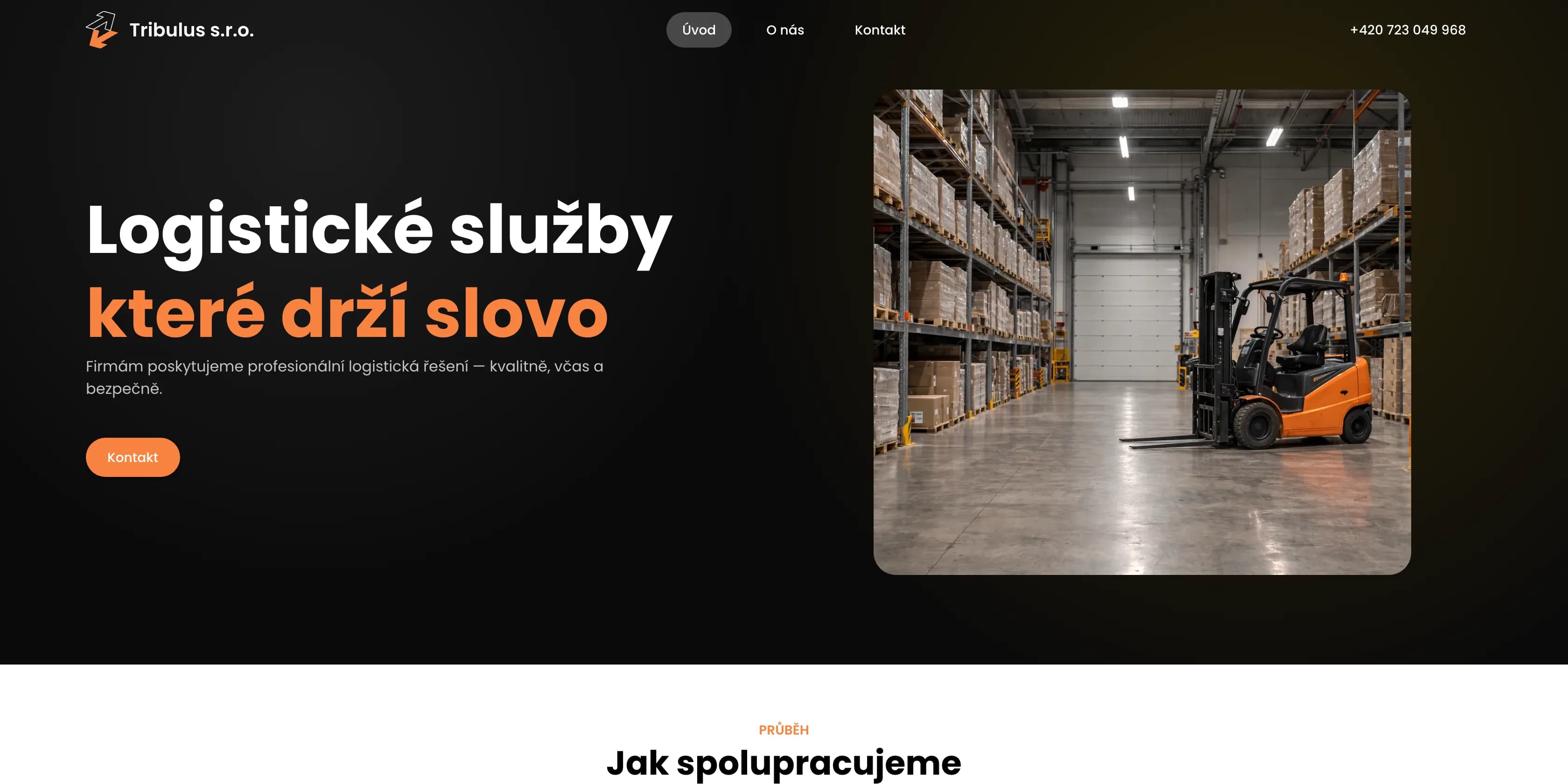Úvodní stránka webu Tribulus — desktop